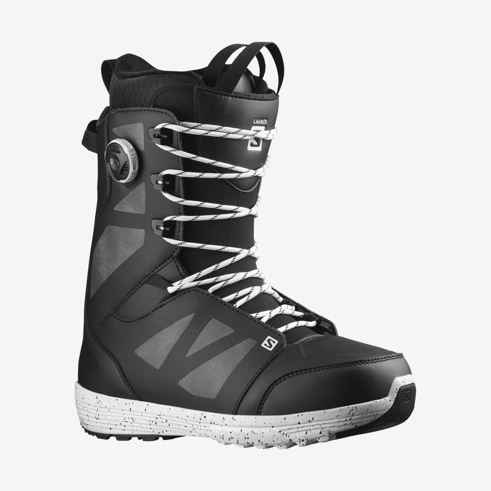 Salomon LAUNCH LACE BOA SJ Férfi Snowboard Bakancs Fekete/Fehér | DVY697823