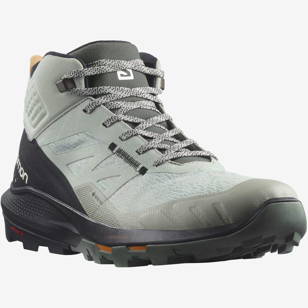 Salomon OUTPULSE MID GORE-TEX Férfi Túrabakancs Zöld/Fekete/Narancssárga | GHU570218