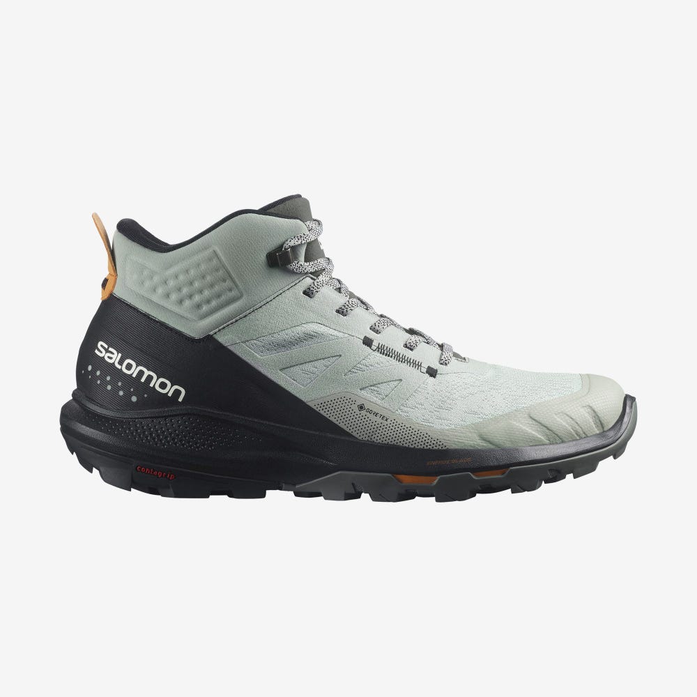 Salomon OUTPULSE MID GORE-TEX Férfi Túrabakancs Zöld/Fekete/Narancssárga | GHU570218