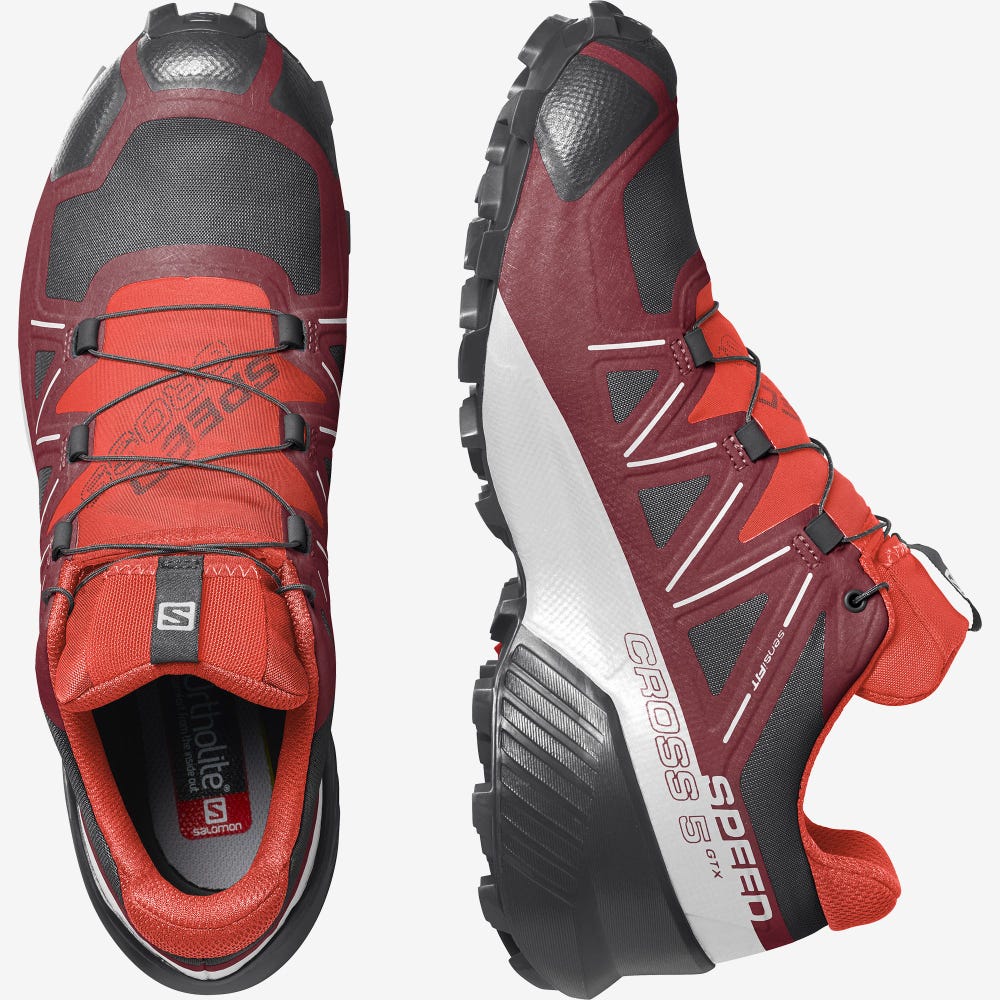 Salomon SPEEDCROSS 5 GORE-TEX Férfi Terepfutó Cipő Piros/Fehér/Fekete | RQL387156